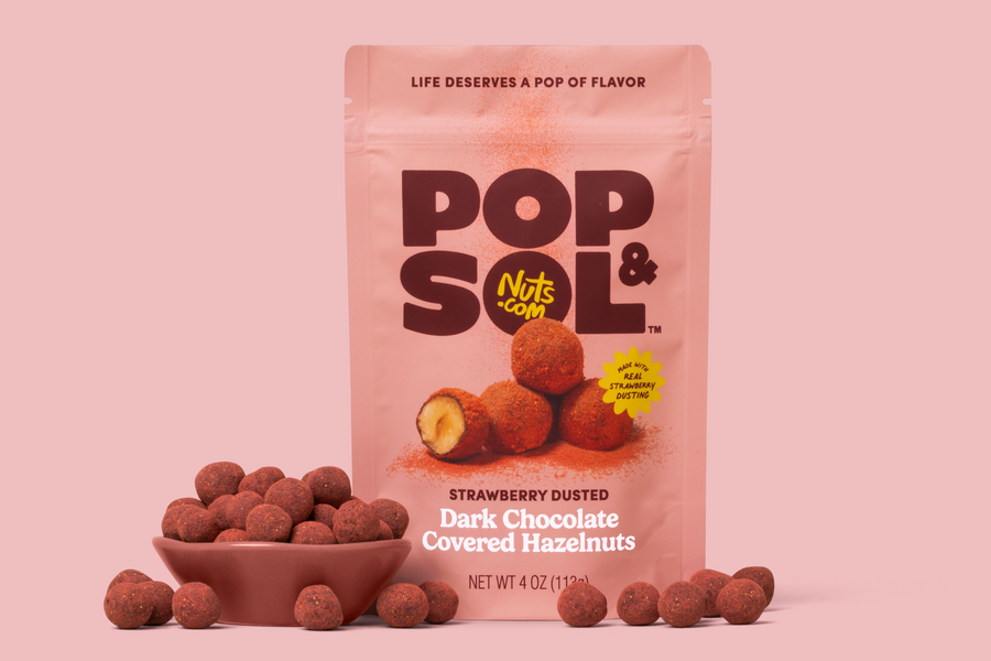 Strawberry Dusted Dark Chocolate Covered Hazelnuts X7