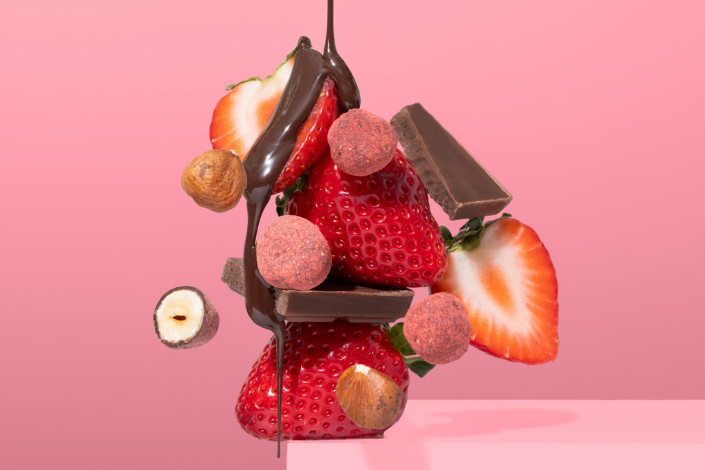 Strawberry Dusted Dark Chocolate Covered Hazelnuts X7